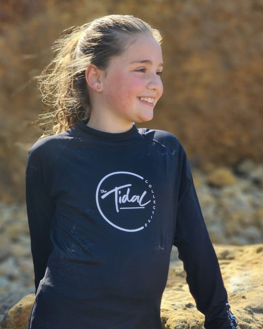 Kids Fleece Lined Rash Vest  - sizes 8-16 - Indiana Black