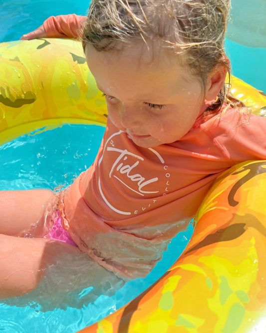 Kids Fleece Lined Rash Vest  Sizes 1-8 - Indiana Coral