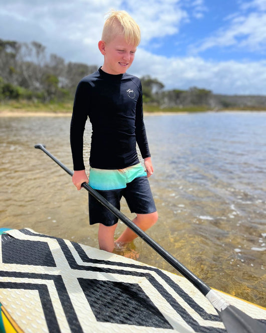 Kids Fleece Lined Rash Vest - Sizes 8-16 - Pacific Black