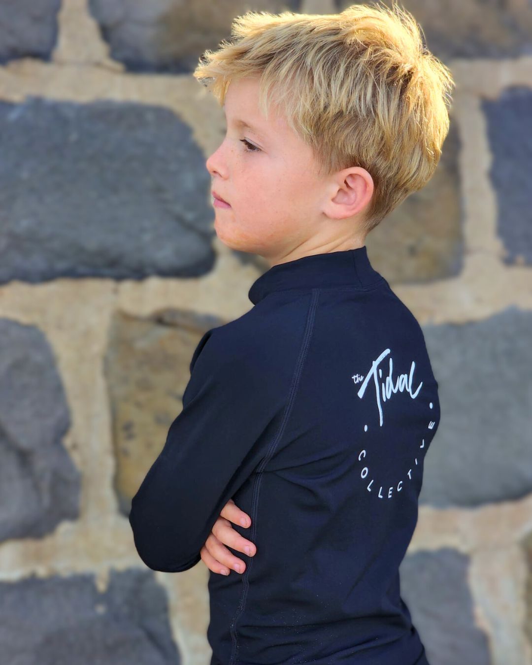 Kids Fleece Lined Rash Vest Sizes 1-8 - Pacific Black