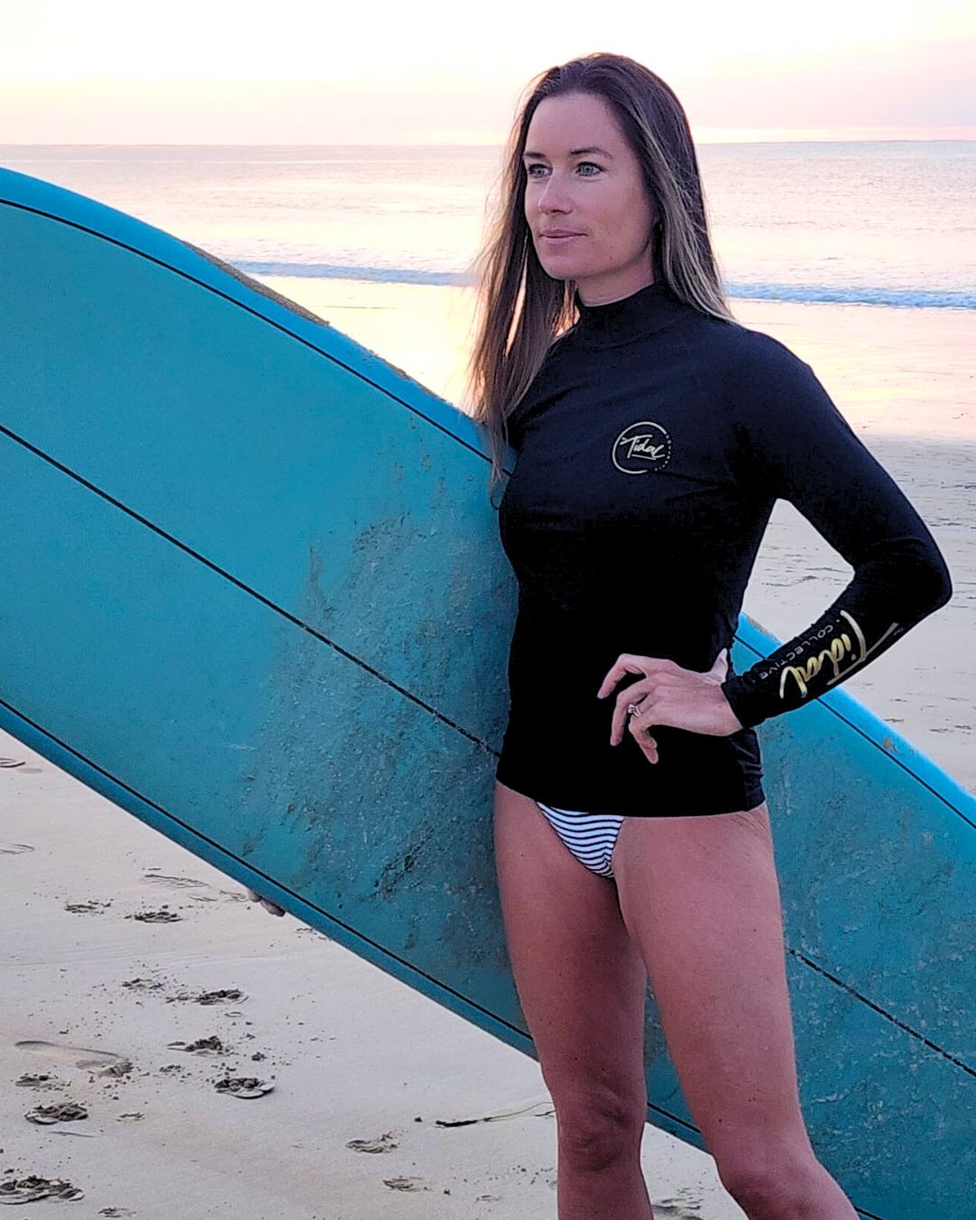 Womens Rash Vest Fleece Lined - Oceania Black