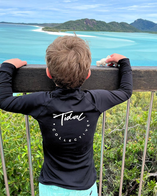 Kids Fleece Lined Rash Vest Sizes 1-8 - Pacific Black