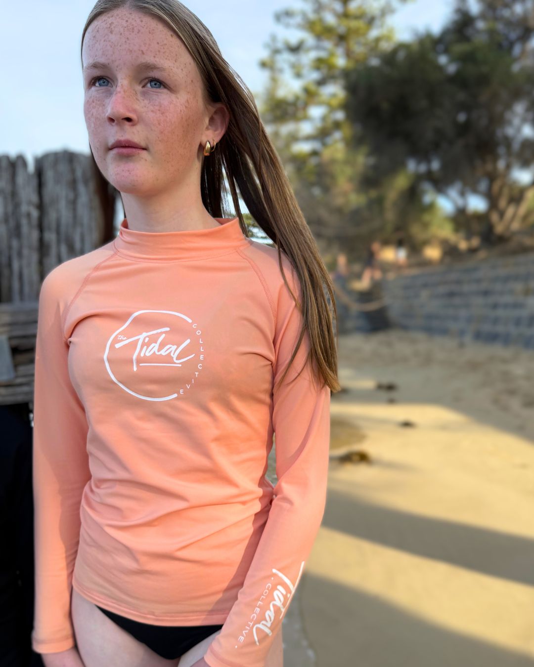 Kids Fleece Lined Rash Vest  - Sizes 10-16 - Indiana Coral