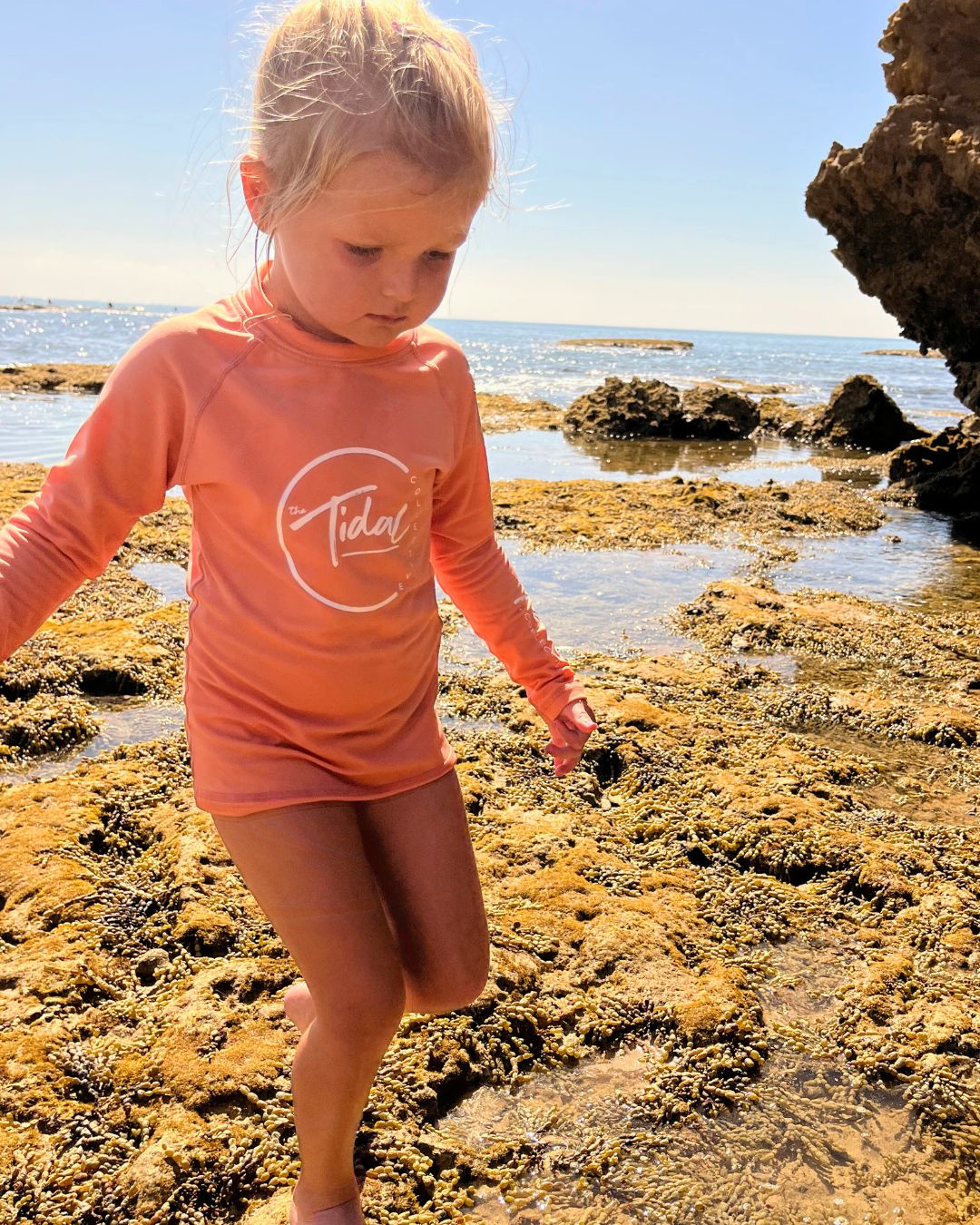 Kids Fleece Lined Rash Vest  Sizes 1-8 - Indiana Coral
